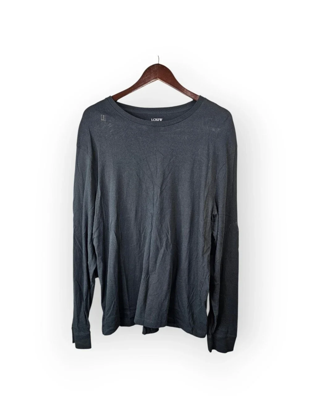 J.Crew Washed Long Sleeve T-Shirt Men's 2XL Black Crew Neck Cotton Tee